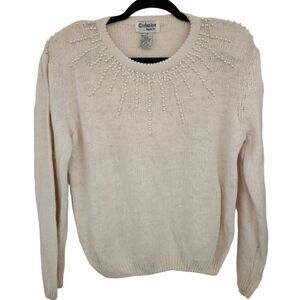 Exclusive Imports VINTAGE Beaded Silk Angora Shoulder Pad Sweater Size Medium